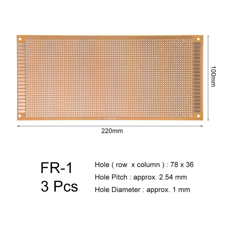 uxcell 10x22cm Single Side Universal Paper Printed Circuit Board for DIY Soldering 3pcs