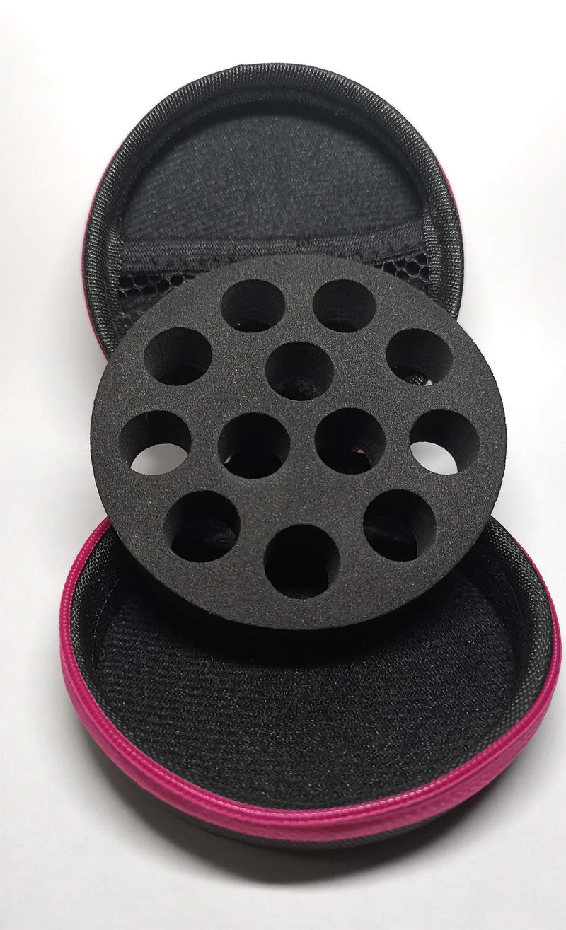 AFMNQZ Glass Bottle Bundle Essential Oils Case Hard Round Carrying Case Bag for 1ML 2ML Roller Bottles Oil Vial Bottles (12 Holes Rose Red) 12 Holes Rose Red