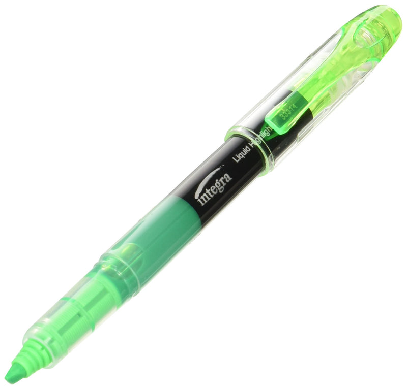 Integra Liquid Ink Highlighter, Chisel Tip, Fade Resistant, Fluorescent Green (ITA33314)