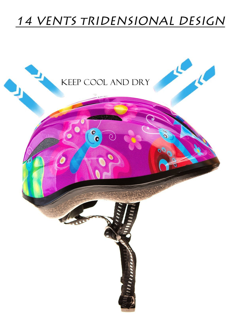 Girl Helmet for Bike,Kids Bike Pink Helmet for Girls Easily Adjuastable and Multi-Sport, from Toddler to Youth CPSC Certicated Butterfly Windmill