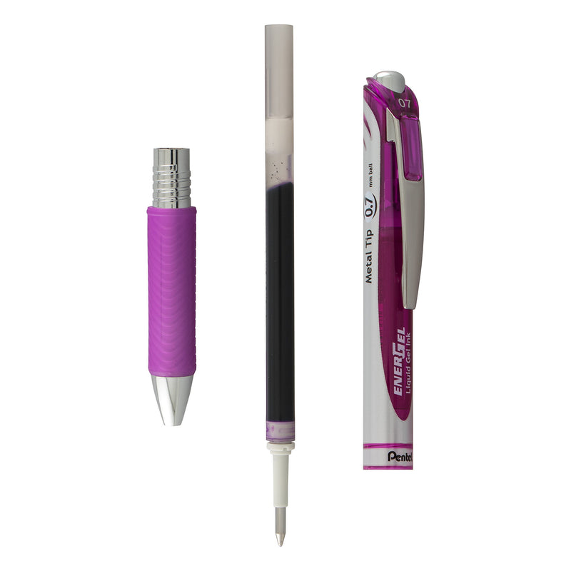 Pentel LR7-V Refills for EnerGel Gel Pen, 0.7mm Metal Tip, Violet Ink, Pack of 12