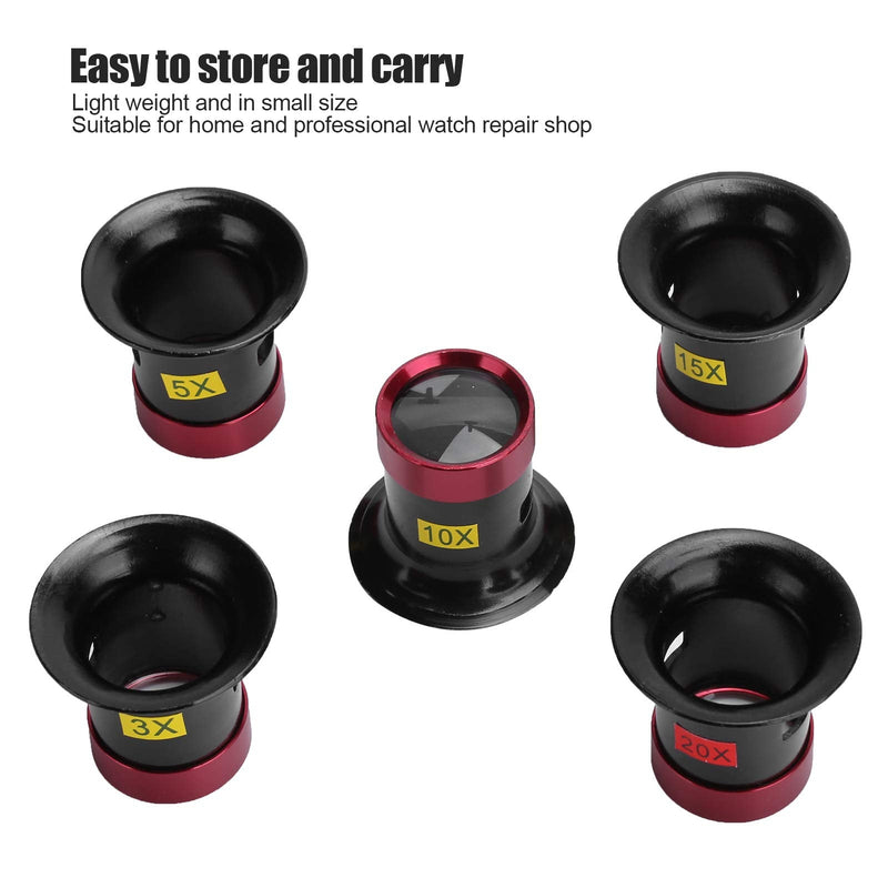 5Pcs Aluminum Alloy Magnifying Glasses, Watch Repair Glass Lens Magnifier Loupe Accessory Magnifying Glass For Watchmakers Eye Loupe Glass Tools