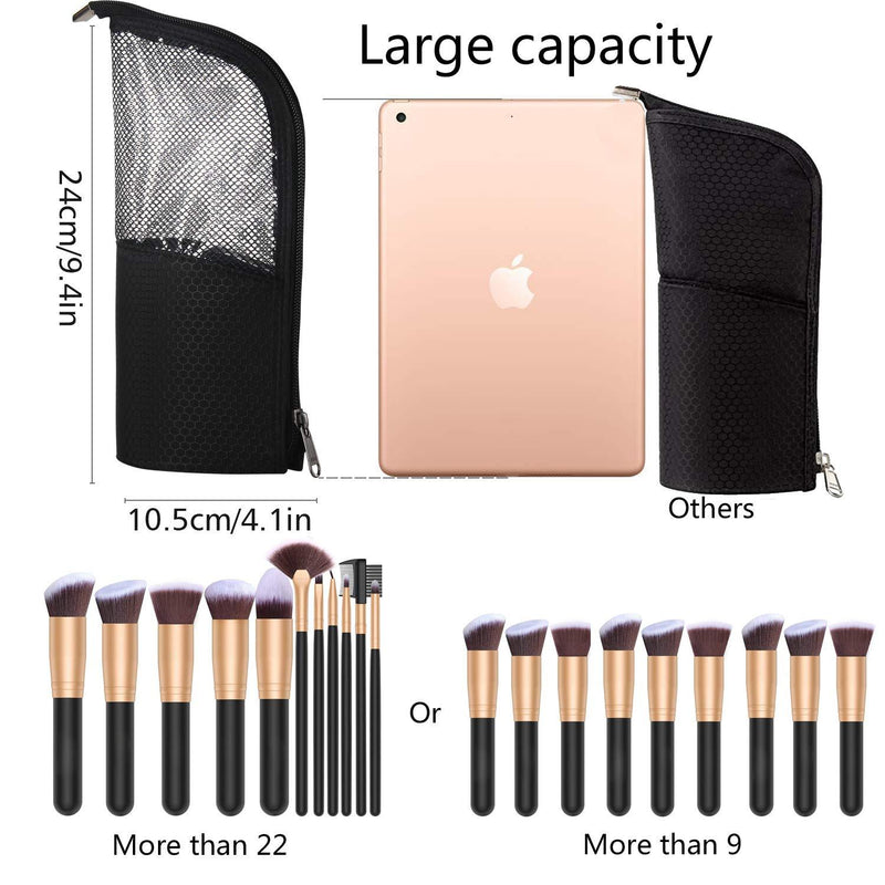 Makeup Brush Organzier Bag,High Capacity Portable Stand-Up Makeup Brush Holder,Professional Artist Makeup Brush Sets Case Waterproof Dust-proof Makeup Brush Cup 1Black Small (Pack of 1)