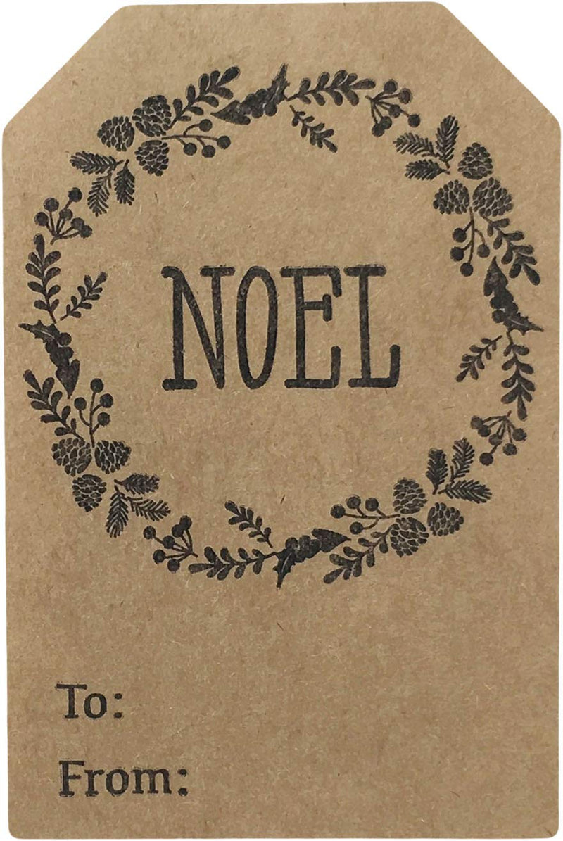 Natural Kraft Gift Tags Noel Jingle All The Way Holiday Present Stickers 2 x 3 Inch 100 Total Adhesive Labels