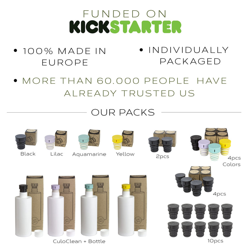 CuloClean Portable Bidet for Toilet or Travel. Compatible with Every Bottle. Discreet, Ecological, Mini, Elderly, Sprayer, Bio, Personal, Handheld (CuloClean, 10pcs Black) CuloClean