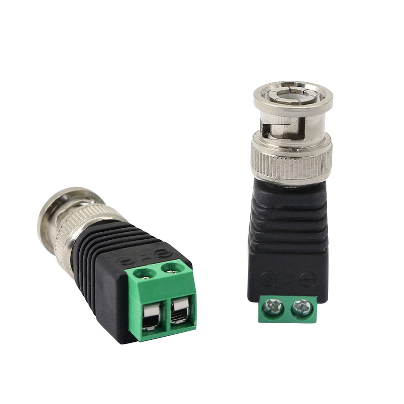 PNGKNYOCN BNC Male Connector BNC to 2 Screw Terminal No Solderless Adapter for Transmit CAT5 Coaxial Cable to CCTV Surveillance Camera(5-Pack)