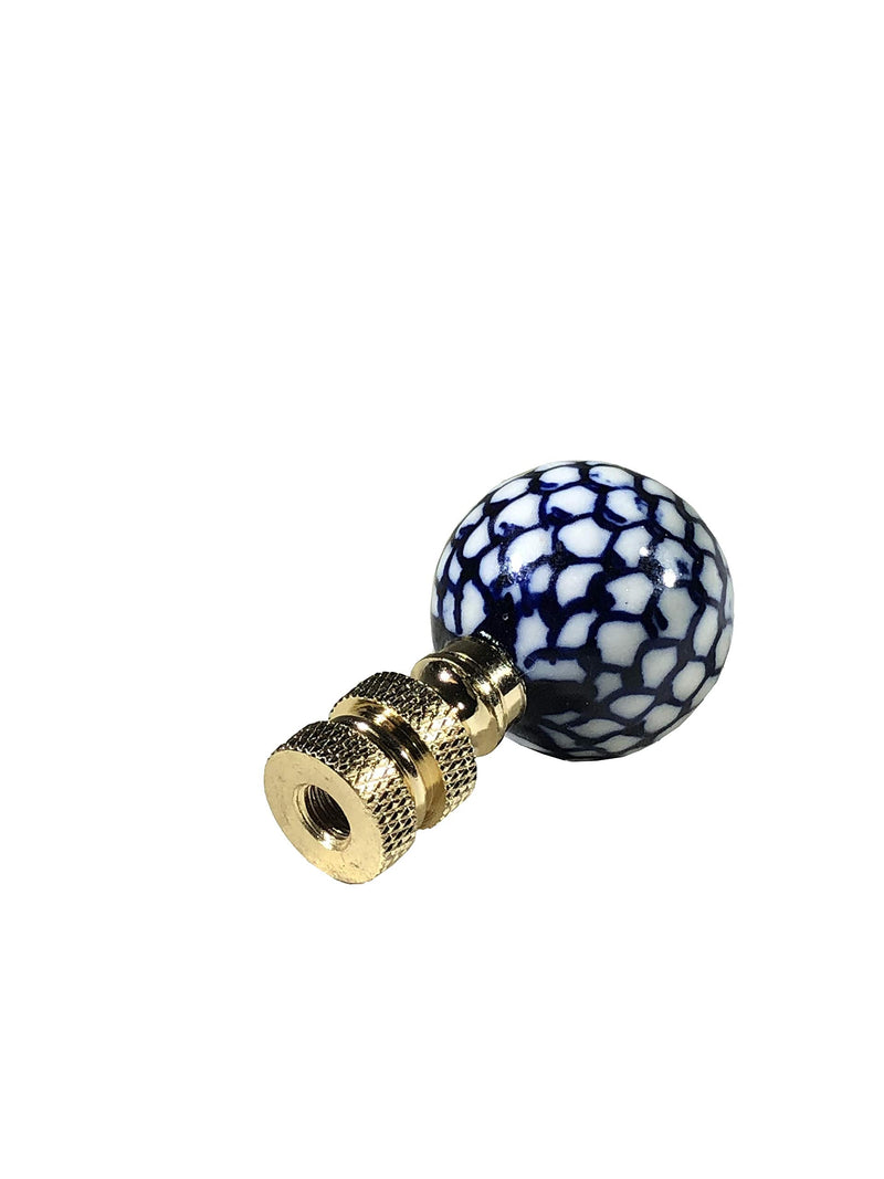 Royal Designs, Inc. Decorative Chinoiserie Blue and White Lamp Finials (Fish Scale - 2 Pk) Fish Scale - 2 Pk