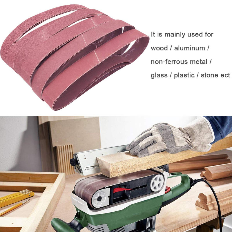 Sackorange 18 PCS 1-1/2 inch x 30 inch Abrasive Sanding Belts - 3 Each of 60 80 120 150 240 400 Grit Aluminum Oxide Sander Belts For Belt Sander