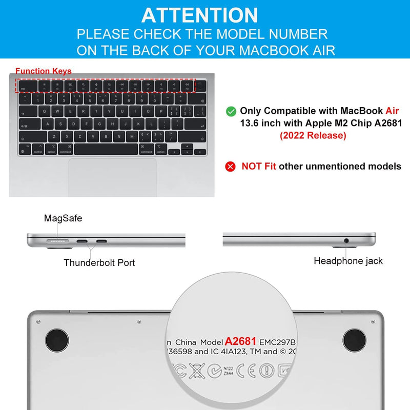 CaseBuy Full Body Keyboard PalmRest Protector for 2022 M2 MacBook Air 13.6 A2681 Anti-Scratch Trackpad Protective Skin Cover for 13" MacBook Air M2, Starlight MacBook Air 13" (2022) Full Size Starlight