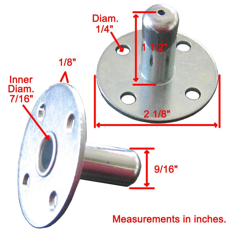 Broad Brimmed Top Hat Caster Socket for 7/16-inch Caster Stem. (Piano) Set of Four