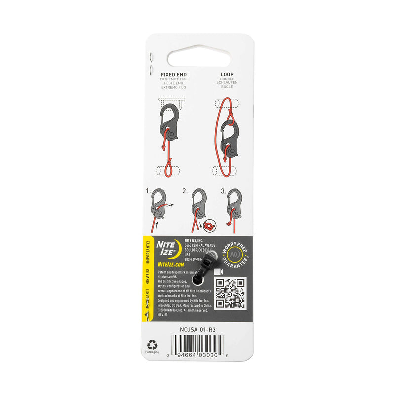 Nite Ize CamJam XT Aluminum Tie Down Cam Mechanism With Carabiner Clip Cord Tightener
