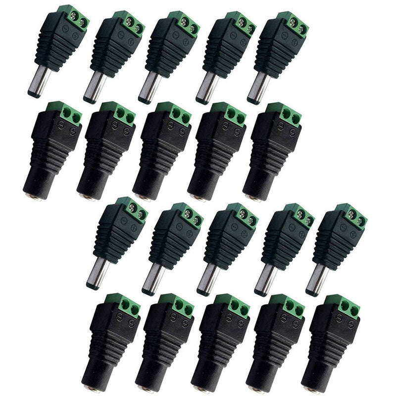 12V DC Power Connector 5.5mm x 2.1mm, CENTROPOWER (10 x Male + 10 x Female) Power Jack Adapter for Led Strip CCTV Security Camera Cable Wire Ends Plug Barrel Adapter