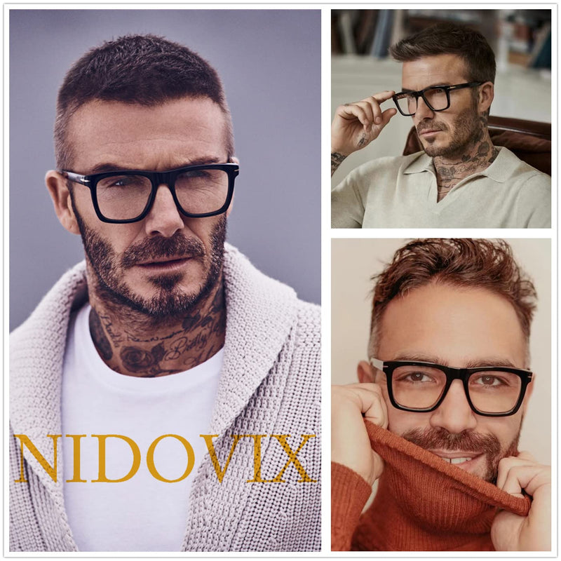 NIDOVIX Trendy Square Blue Light Blocking Glasses for Men Women, Fashion Frame Non-prescription Computer Glasses Black/Tortoise 50 Millimeters