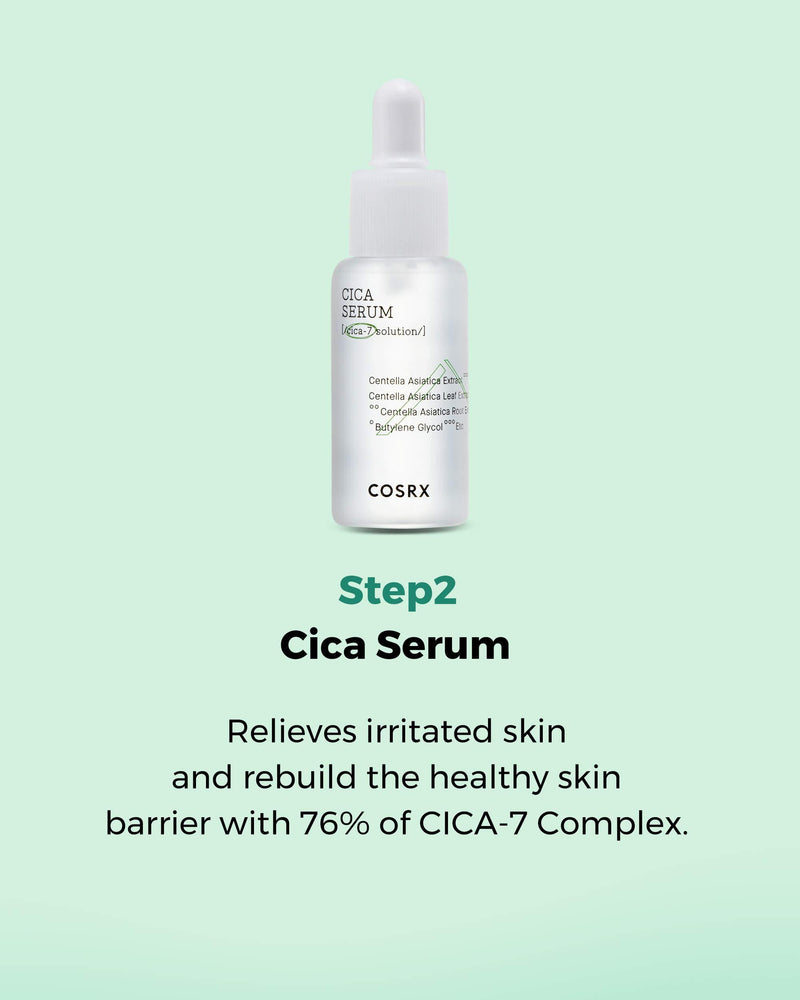COSRX CICA-7 Relief Kit | TSA Approved Travel Size, Gift Set | Pure Fit CICA Trial | Toner, Serum, Cream | Centella Asiatica, Sensitive Skin, Soothing, Moisturizing