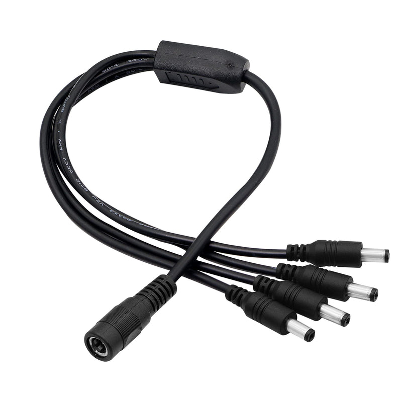 PNGKNYOCN 35cm DC Power Splitter Cable 5.5mm x 2.1mm DC Jack Plug 1 Female to 4 Male Splitter Cable,Y Splitter Adapter Wire,for CCTV Cameras DVR, LED Light Strip (2 Pack)
