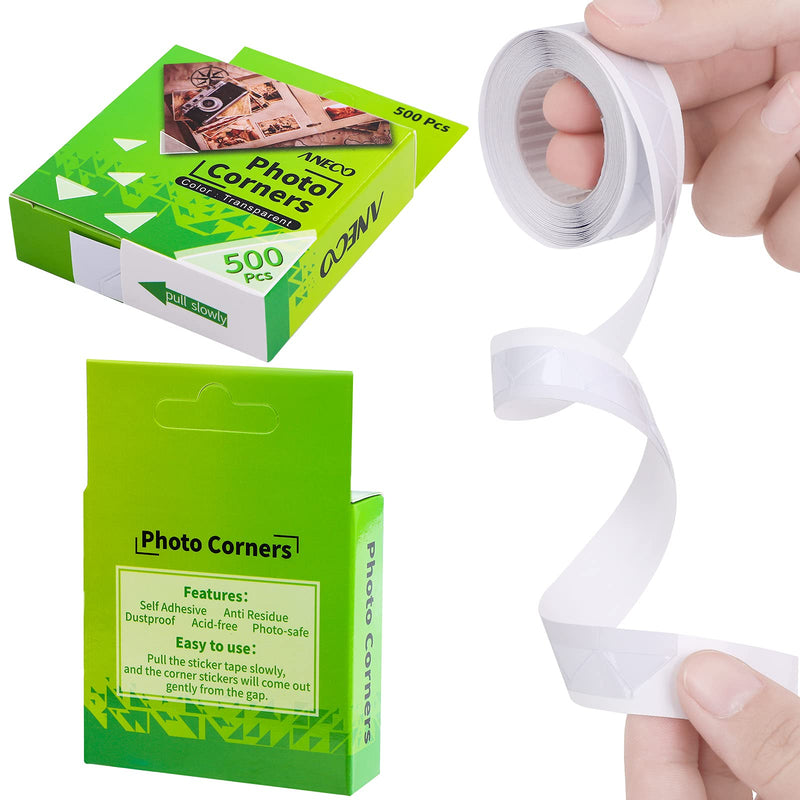 Aneco Transparent Photo Corners Clear Picture Mounting Corner Stickers for DIY Album, Scrapbook, Journal, 500 Pieces/Pack 1