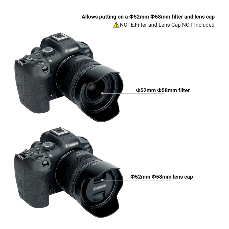 Lens Hood for Canon RF 24mm F1.8 Macro is STM,EF 24mm 2.8 is USM and EF 28mm 2.8 is USM Lens,Reversible Lens Shade Replace Canon EW-65B Lens Hood, Compatible with 52mm 58mm Filters and Lens Cap