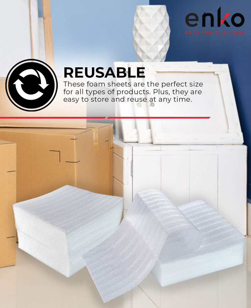 enKo 12 x 12 Inch (100-Pack) Foam Wrap Sheets for Moving Shipping Packing Supplies - 40 Fragile Stickers Labels 1-Pack 100 Sheets