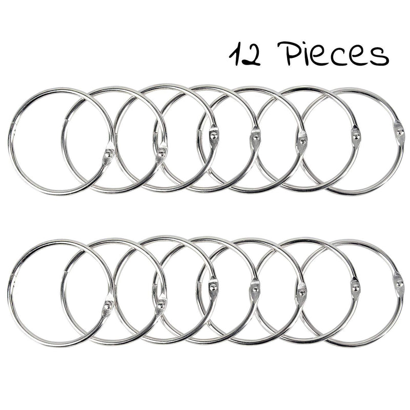 Pawfly 2 Inch Loose Leaf Binder Rings Large Book Rings, 12 Pieces 2"