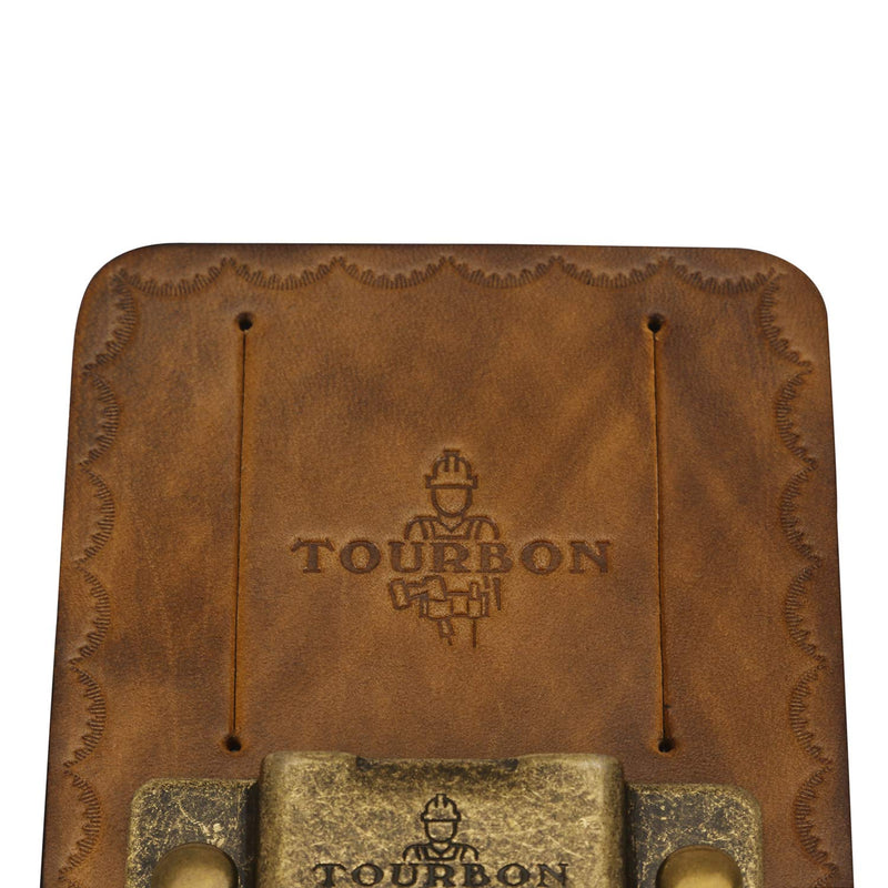 TOURBON Leather Tape Measure Holster - Vintage Brown