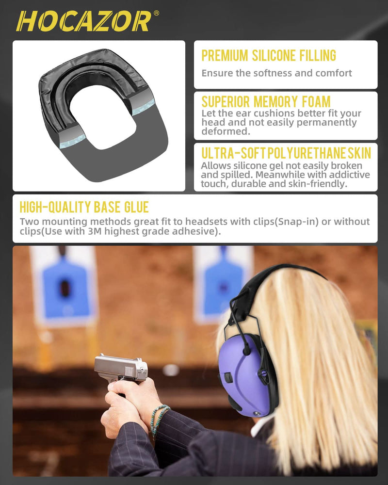 Hocazor G-1001 Replacement Gel Ear Pads Compatible with Awesafe, Howard Leight Earmuffs, Gucho Ear Protection, Zohan EM054 Hearing Protector Silicone Ear Cushions Hygiene Kit Compatible With Awesafe & Howard Leight