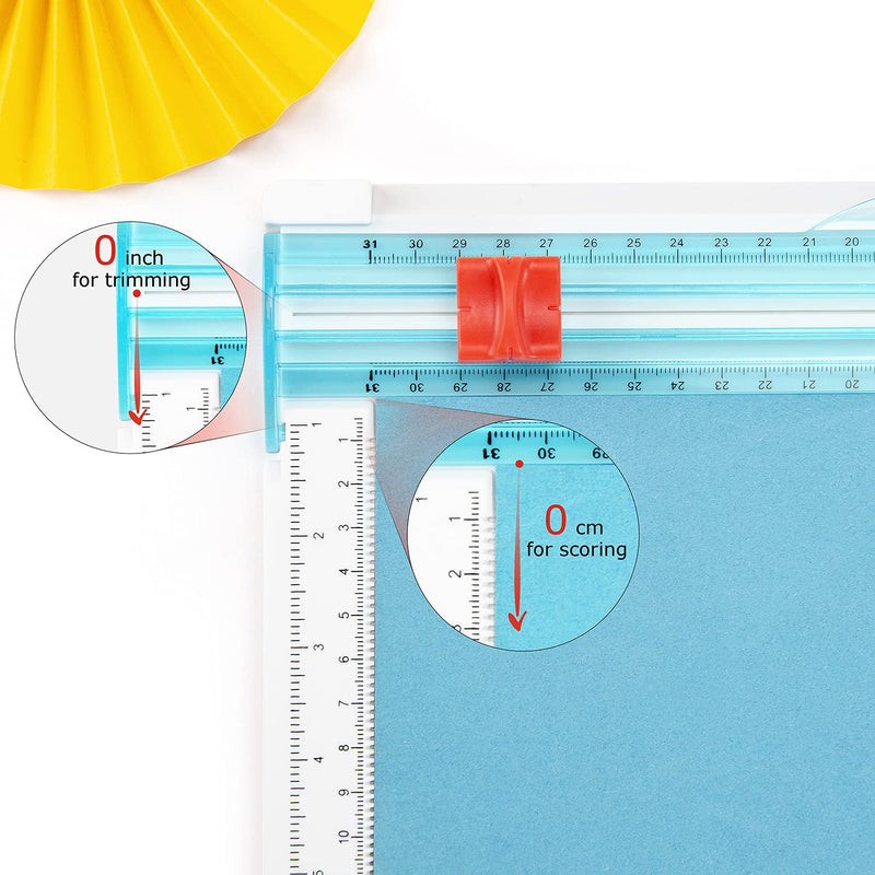 Craft Paper Trimmer and Scoring Board: 12 x 12inch Paper Trim Cutter Score Board by ecraft, Scoring Tool with Paper Folding, for Making Scrapbooking, crad, Coupons and Photo Ivory