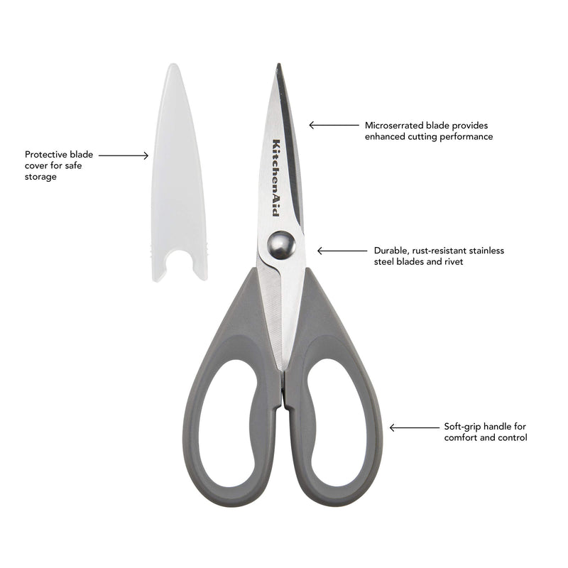 KitchenAid All Purpose Shears with Protective Sheath, 8.72-Inch, Gray Storm Gray