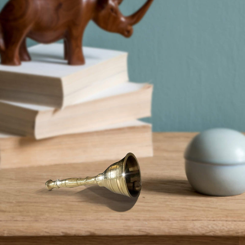 Shubhkart Solid Brass Hand Bell- Puja Ghanti for Wedding Events Decoration, Food Line, Alarm, Jingles, Service Bell(Small)