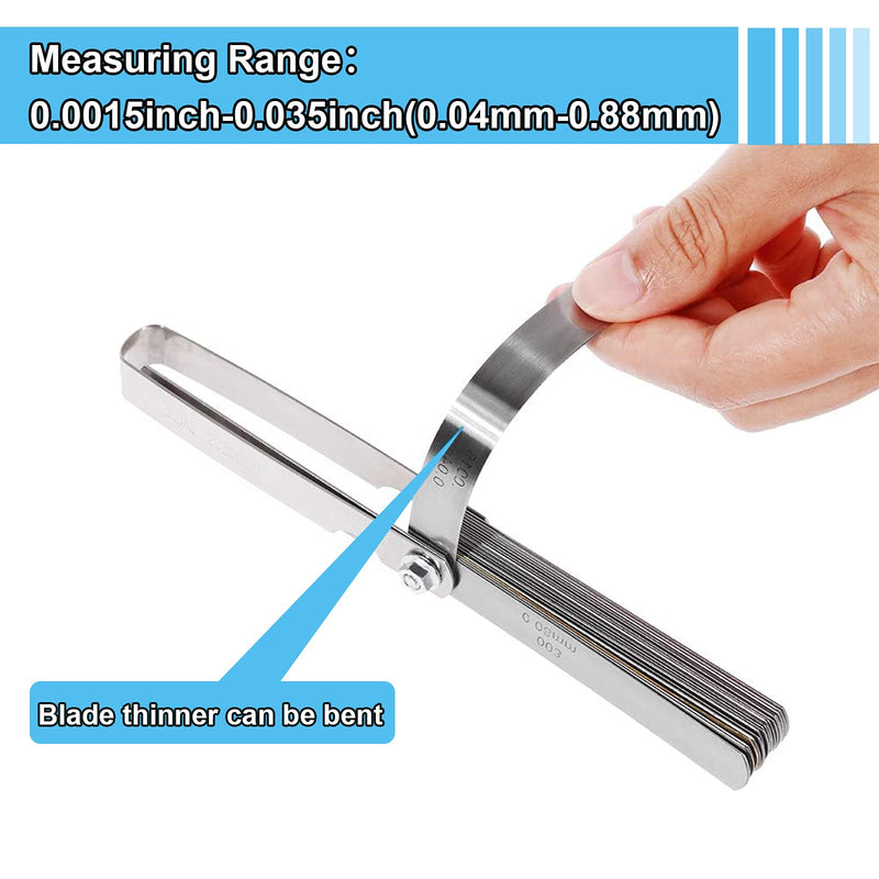 XTVTX 32 blade feeler gauges, valve gauge, distance gauge, high-precision feeler gauge stainless steel with dual marked metric and imperial gap measuring tool.