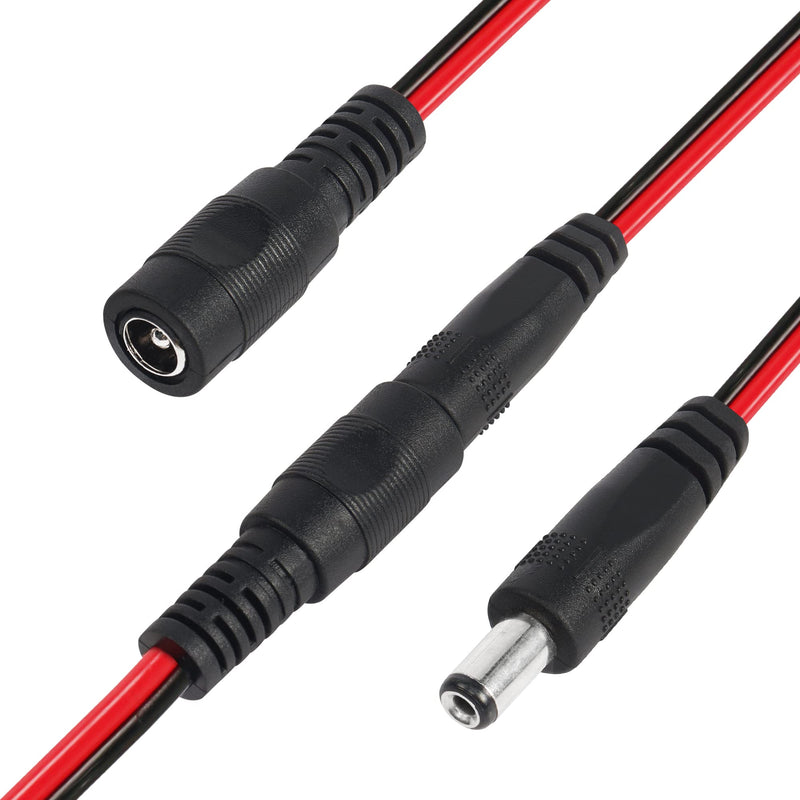 PNGKNYOCN Alligator Clip Jumper Probe to DC 5.5x2.1mm Male and Female Test Wre 18AWG Adapter Red and Black Wire Alligator Clip Test Wire 50 cm for Testing The Circuit ( DC Male +DC Female)
