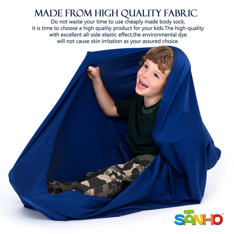 SANHO Dynamic Movement Sensory Sock, Body Sock, Toys for Autistic and Sensory Processing Disorders, Updated Version, Good for Height:35"- 59" Deep Blue