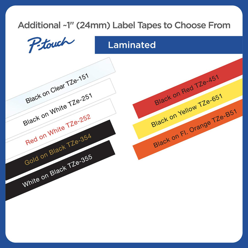 Brother Extra Strength Tape, Laminated Black on Clear, 24mm (Tzes151) - Retail Packaging