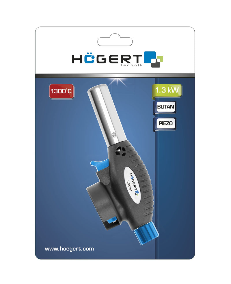 Högert Technik - soldering torch - gas burner for the household, catering, fishing, craft and car workshops - piezo ignition - burner with butane/propane-butane gas - easy and safe to use