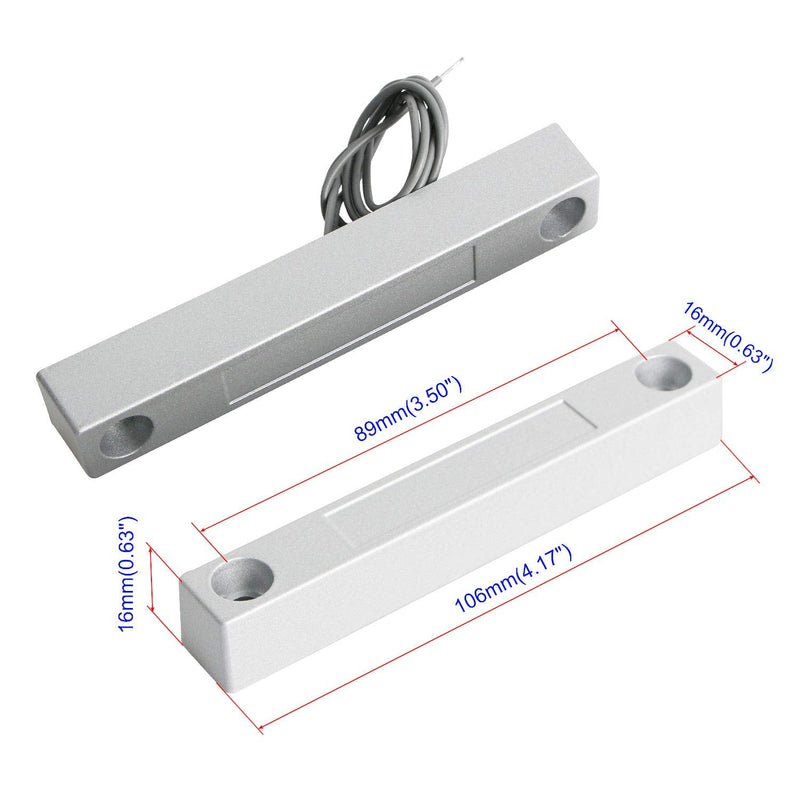 Aoje-Link MC-58 NC Wired Magnetic Switch Door Window Reed Switch Micro Alarm Magnetic Contact Security Silver Gray 2pcs