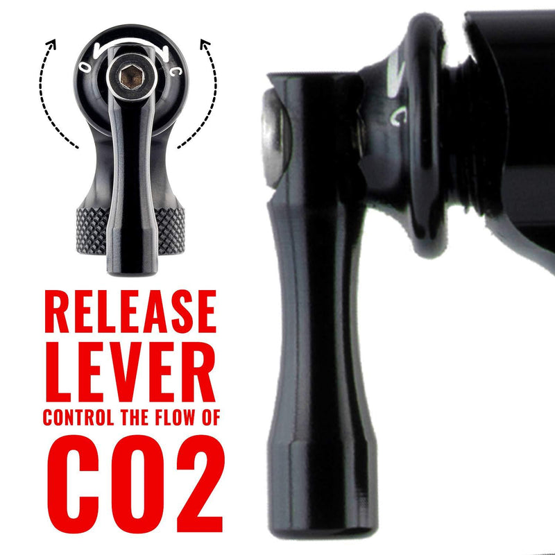 PRO BIKE TOOL CO2 Inflator - Quick & Easy - Presta and Schrader Valve Compatible - Bicycle Tire Pump for Road and Mountain Bikes - Insulated Sleeve - No CO2 Cartridges Included Black