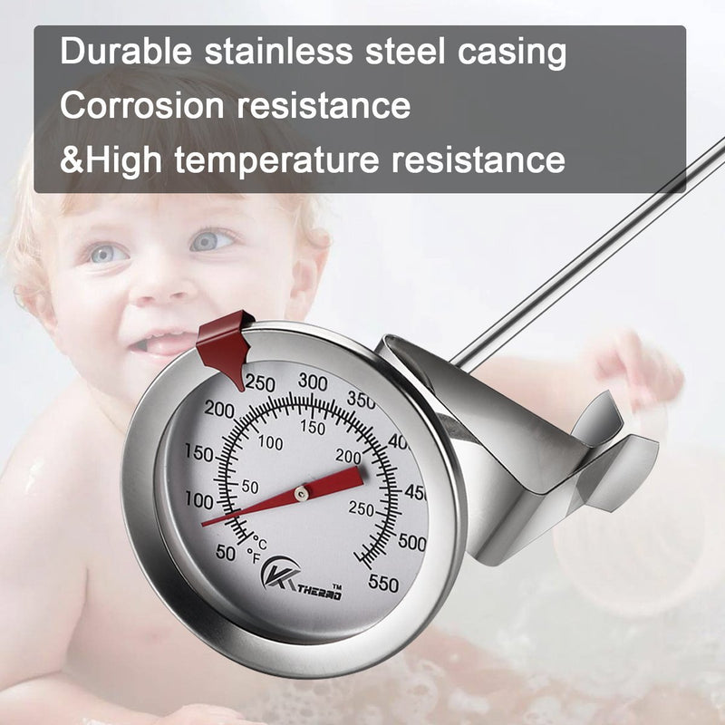 KT THERMO Deep Fry Thermometer With Instant Read,Dial Thermometer,12" Stainless Steel Stem Meat Cooking Thermometer,Best for Turkey,BBQ,Grill 12-Inch(1pack）