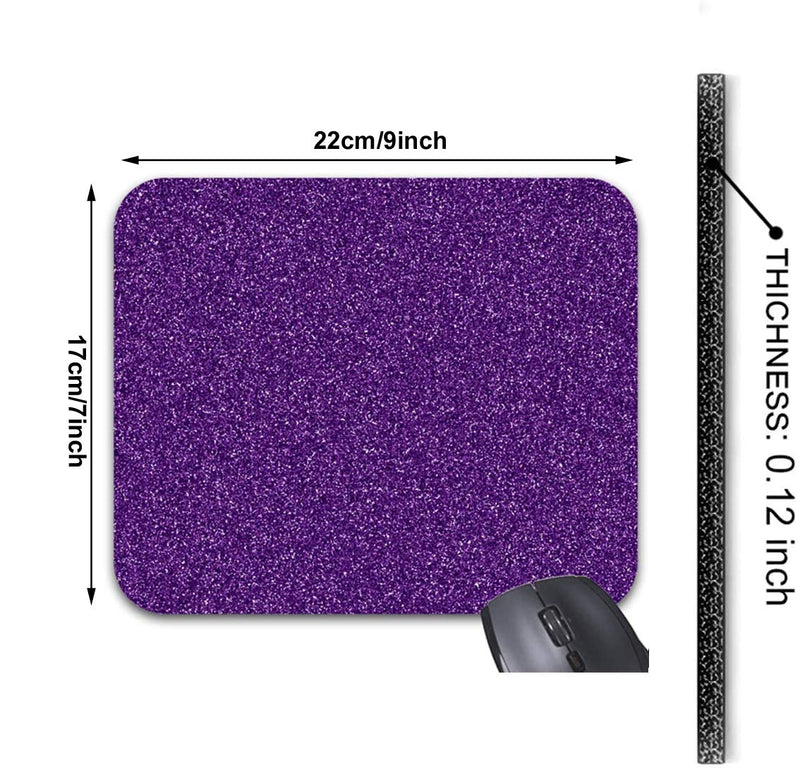 Purple Glitter Texture Mouse Pads Stylish Office Computer Accessory 9 x 7.5in