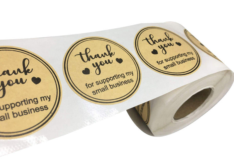 Round Kraft Thank You for Supporting My Small Business Stickers 1.5 Inch Thank You Labels Small Business - Thank You for Supporting Labels Business Stickers Shipping Labels for Business Owners