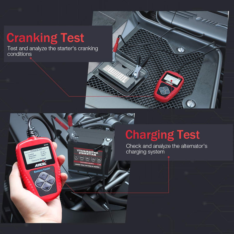 ANCEL BA101 Professional 12V 100-2000 CCA 220AH Automotive Load Battery Tester Digital Analyzer Bad Cell Test Tool for Car/Boat/Motorcycle and More