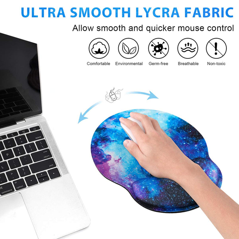 Mouse Pad with Wrist Rest Support, ToLuLu Gel Cute Mouse Pads Non Slip Rubber Base Mousepad, Ergonomic Mouse Wrist Rest Pad for Laptop Computer Home Office Working Gaming Pain Relief, Nebula Galaxy