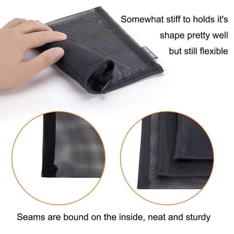 HRX Package Nylon Mesh Cosmetic Zipper Bags, 6PCS Black Makeup Pouches Pen Pencil Organizer Case for Travel Purse Diaper Bag (A5 x 3pcs, A6 x 3pcs) A5,A6
