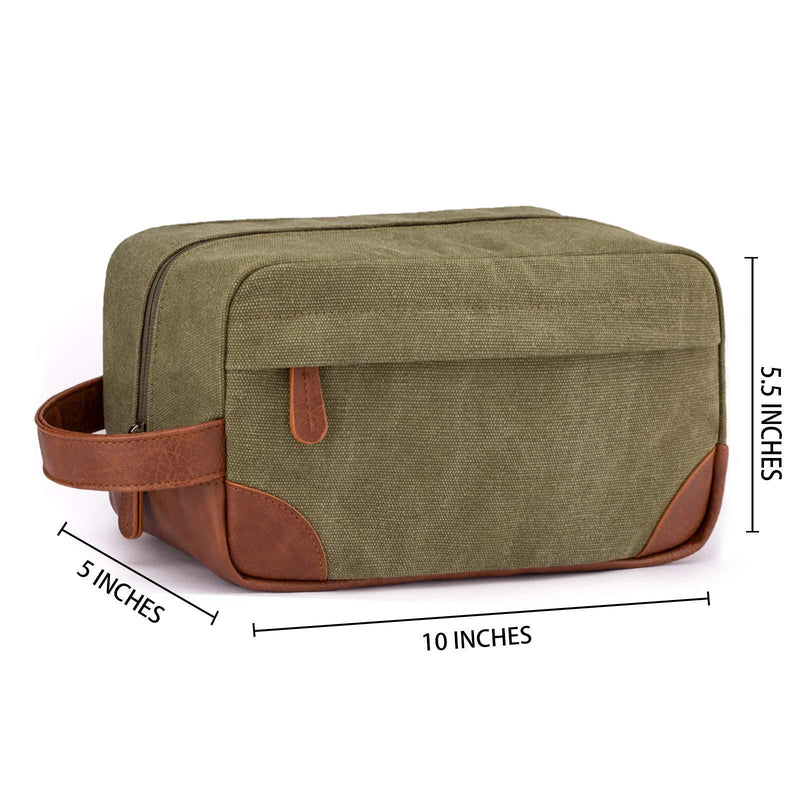 Vorspack Toiletry Bag Hanging Dopp Kit for Men Water Resistant Canvas Shaving Bag with Large Capacity for Travel - Army Green