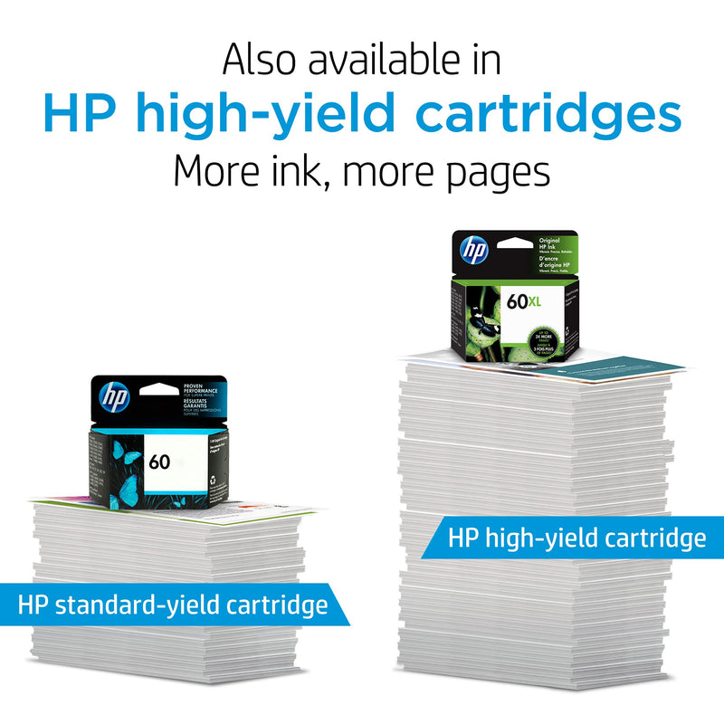 HP 60 | Ink Cartridge | Black | Works with HP DeskJet D2500 Series, F2430, F4200 Series, F4400 Series, HP ENVY 100, 110, 111, 114, 120, HP Photosmart C4600 Series, C4700 Series, D110a | CC640WN