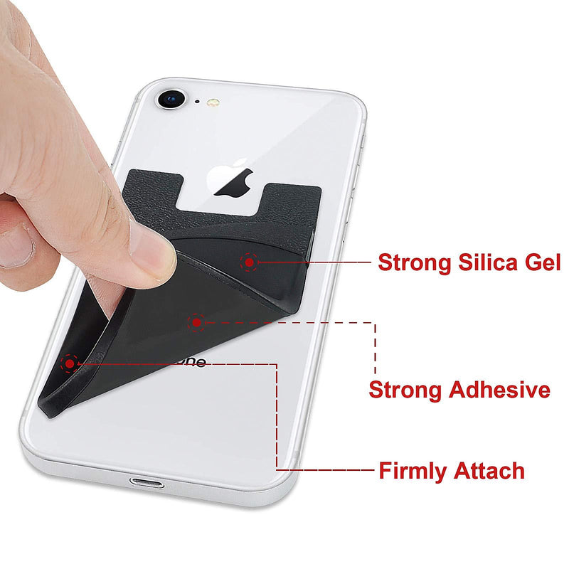 Phone Card Holder, Senose Phone Wallet Stick On Double Pocket for Back of Phone Silicone Credit Card, Business Card & Id Compatible with iPhone Samsung Galaxy Any Smartphone Pack of 6 Black*2+White*2+Gray*2