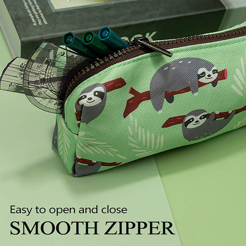 LParkin Sloth Students Super Large Capacity Canvas Pencil Case Pen Bag Pouch Stationary Case Makeup Cosmetic Bag (Green) Green