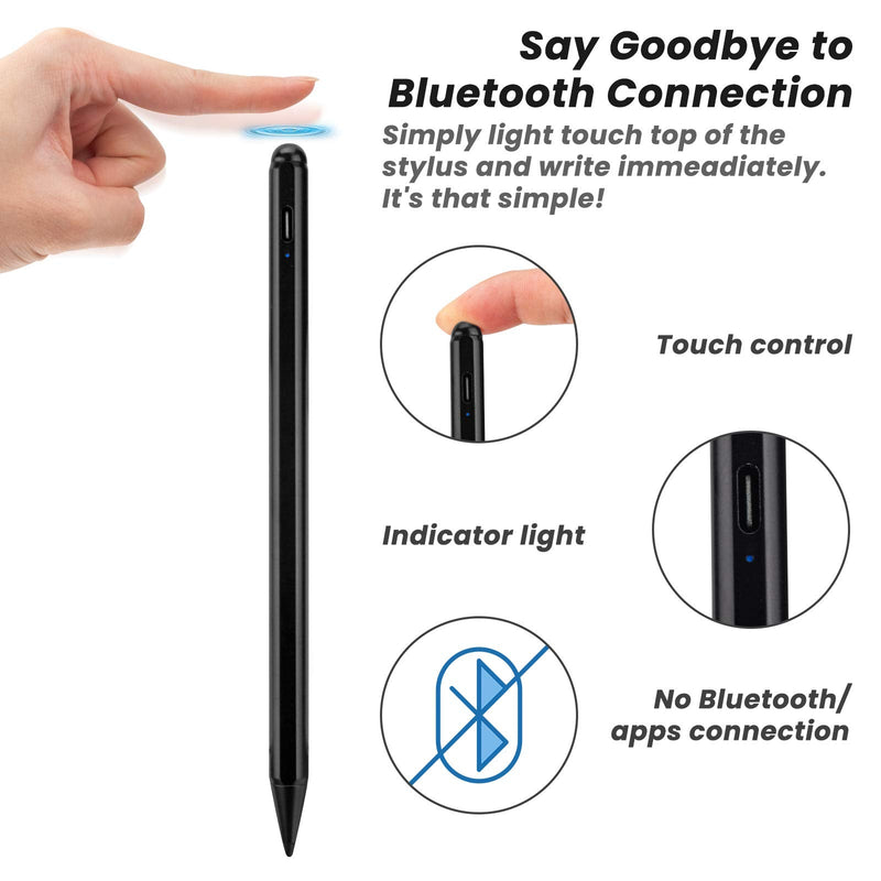 2021 iPad Pro 11 Inch Stylus Pencil 2nd Generation,,Palm Rejection and Magnetic with 1.2 mm Replaceable POM Tip Active Stylus Pen for Apple iPad Pro 11 Inch 3rd Gen Pencil,Black Black