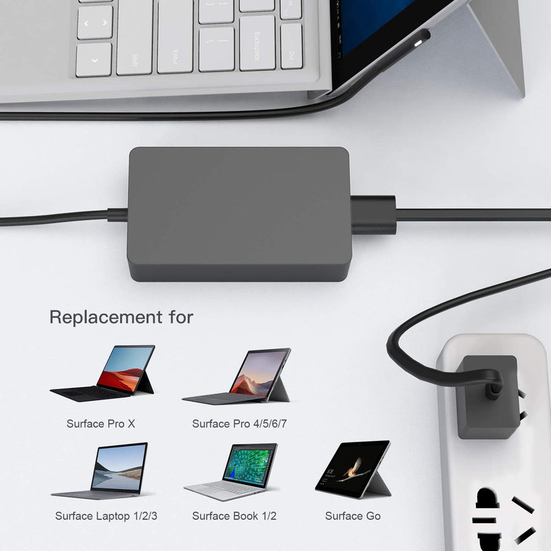 Surface Book Charger, AYNEFF 15V 4A 65W Surface Pro 7 Power Supply Compatible with Microsoft Surface Book Surface Laptop Surface Pro 7 Pro 6 Pro 4 Pro X, Surface Go, 5.9ft DC Cable with USB 5V 1A