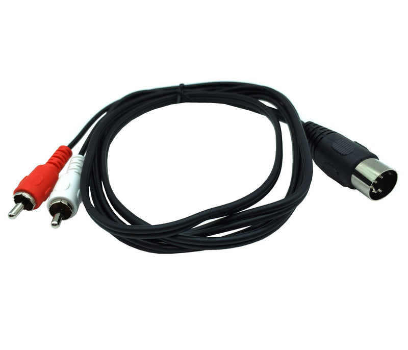 DIN 5 Pin to RCA Cable,Qaoquda 5ft/1.5m 5-Pin Din Male Plug to 2-RCA Male Audio Adapter Cable for Electrophonic Bang & Olufsen, Naim, Quad.Stereo Systems (DIN 5P M-2RCA M) DIN 5P M-2RCA M