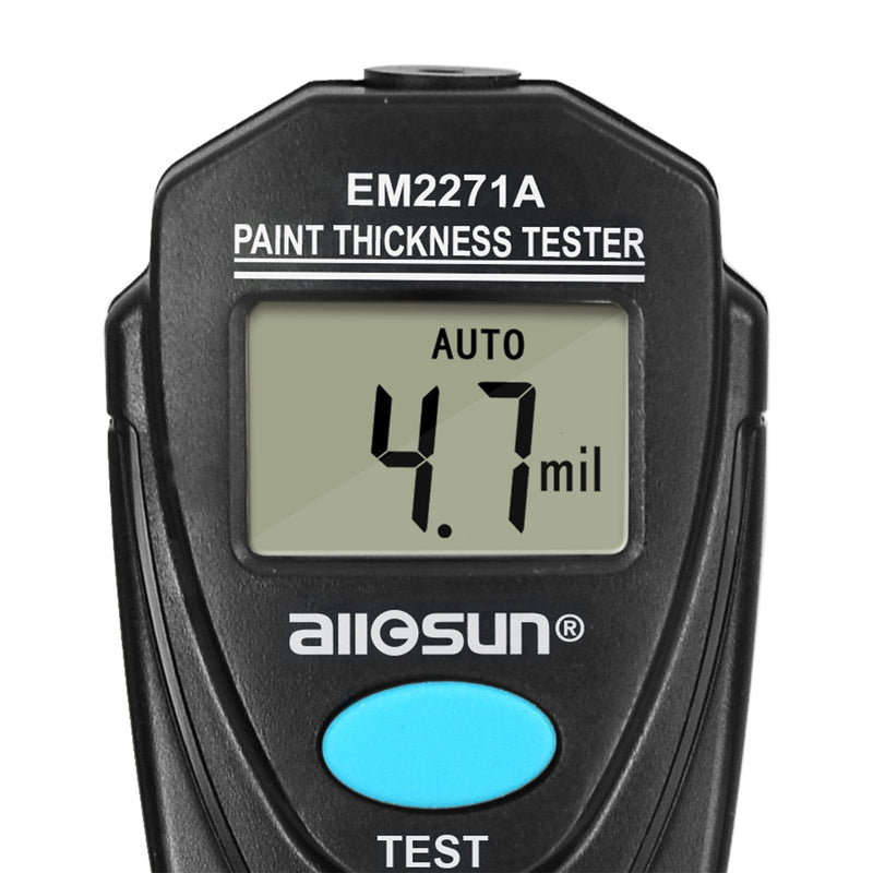 allsun EM2271A Digital Paint mil Meter Mini Coating Thickness Gauge Paint Tester Car LCD Data Hold Black 2.2mm/80mil New Version Update Base On EM2271