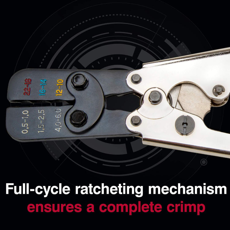 Master Appliance 35084 Full-Cycle Ratcheting Wire Crimper, Crimp Tool for Heat Shrink Connectors Ratcheting Crimper
